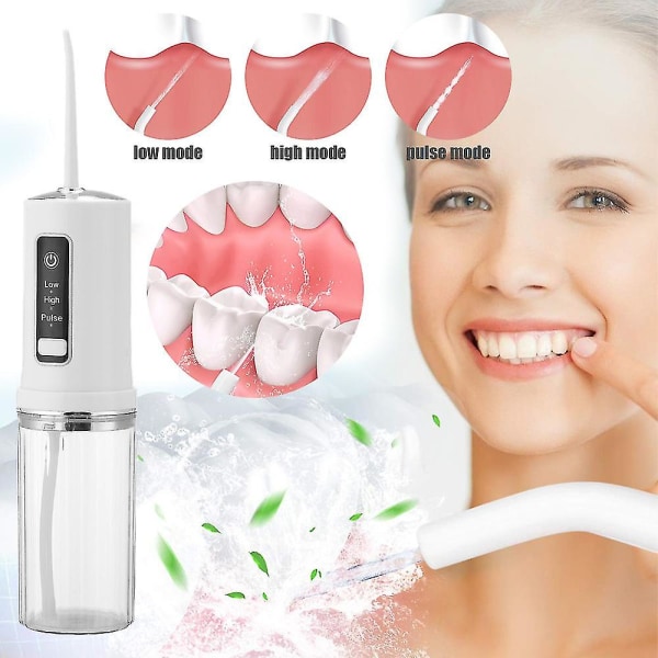 230 ml:n sähköinen johdoton vesilangallinen hampaidenpuhdistusaine 4 suutinta hammaslanka suuhuuhtelulaitteen hampaiden puhdistussarja Vedenpitävä USB -ladattava