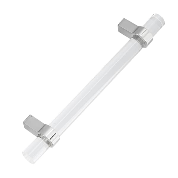 Crystal Acrylic Handle Modern Transparent Drawer Pull Handle for Wardrobes Bookcases Shoe Cabinets Hole Distance 96 Silver
