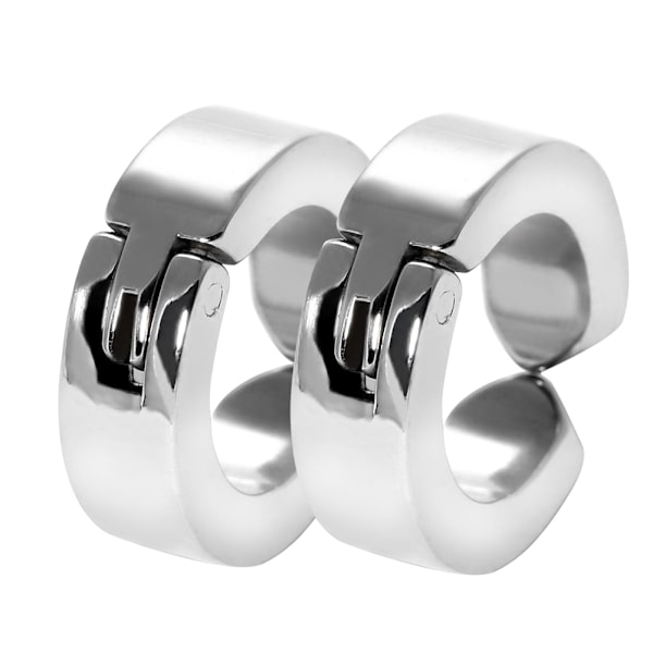 1 par elegante øreklemmer i rustfrit stål Øreringe Ear Cuff Smykker Gave (sølv glat overflade)
