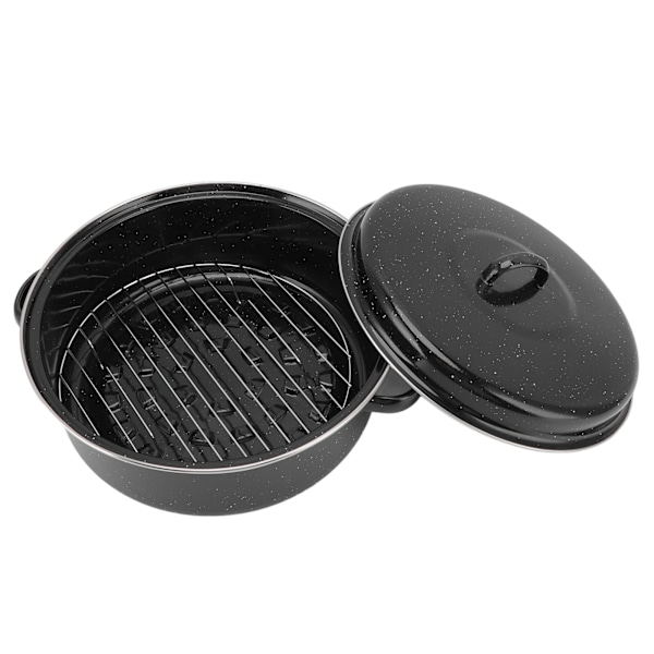 Stegepande med Sort Sprækket Overflade Husholdningsbrug Non Stick BBQ Gryde Stegepande med Låg til Ristet Sødkartoffel Kastanjer Jernbeskyttelse 28cm