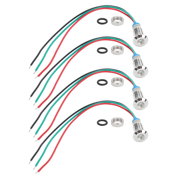 4 sæt metal LED-indikatorlampe Fælles katodelampe Industrielle styringskomponenter 8mm 12-24V Rød og grøn