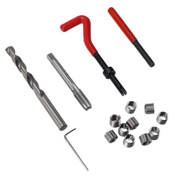 15-dels gängreparationssats M10x1.25mm Metallgängade insatser Installationsverktyg för bilreparation