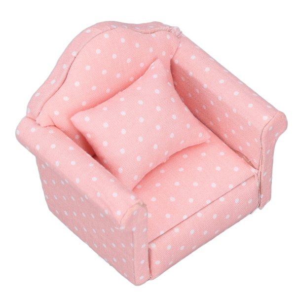 1:12 Dukkehus Minisofa Høy Simulering Lenestol Rosa Hvit Polka Dots Dukkehus Miniatyr Møbler for 1:12 Dukkehus