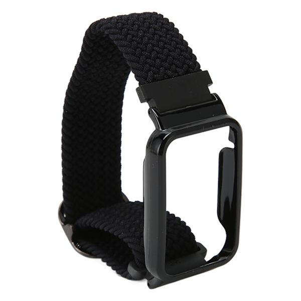 Braided Loop Strap for Mi Band 7 Pro Adjustable Elastic Nylon Loop Bracelet with Protective Frame Black Band Case