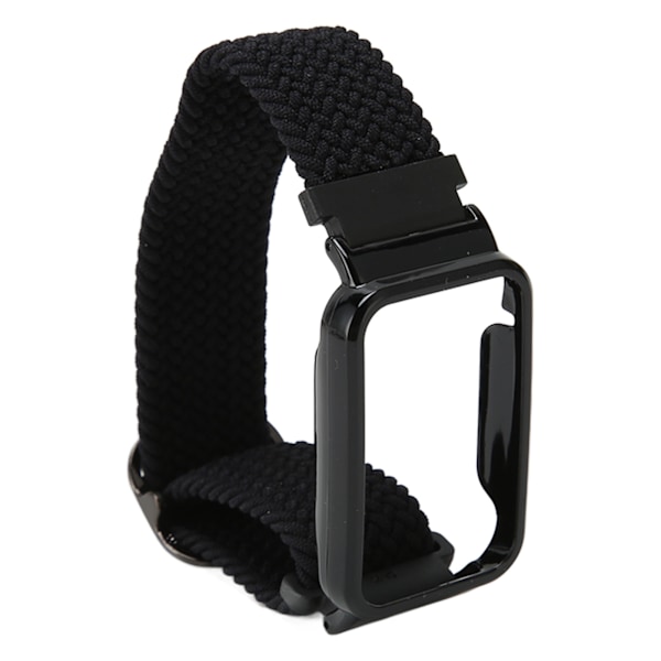 Flätad Loop Strap för Mi Band 7 Pro Justerbar Elastisk Nylon Loop Armband med Skyddsram Svart Bandfodral
