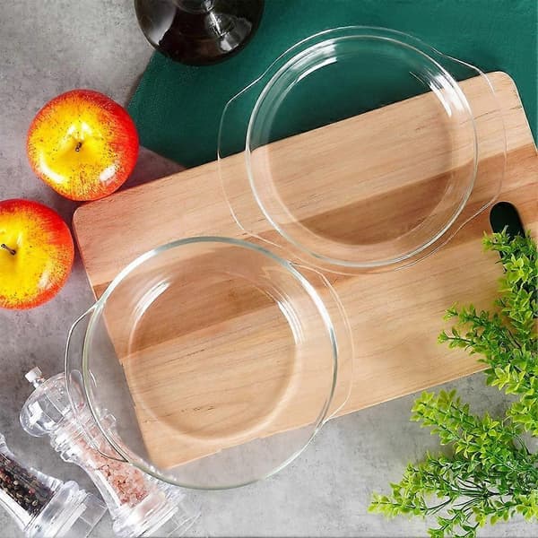 Round borosilicate glass oven dish with lid, dishwasher safe