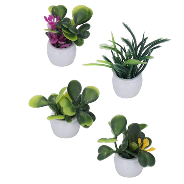 4 stk Dukkehustræer Miniatyr Kunstig Blomst Tiny Bonsai til 1:12 Dukkehustræde Dekoration