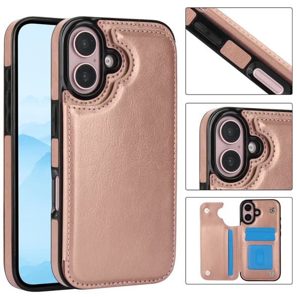 Kompatibel med iPhone 16 Plus - Wallet Case, Elegant, Praktisk och Säker Brun