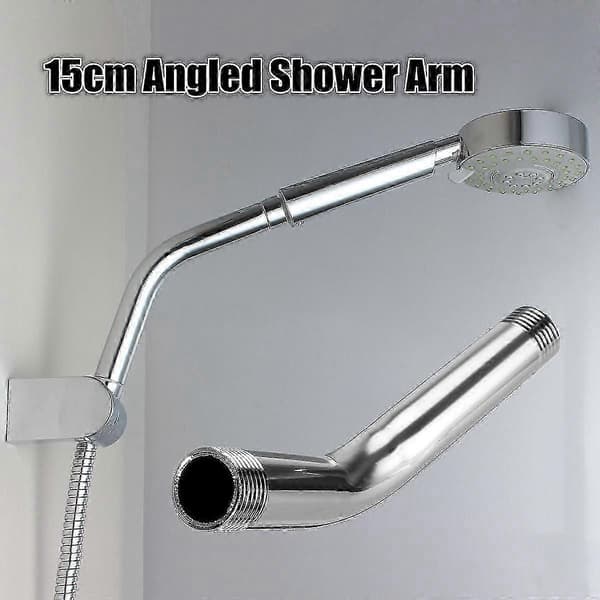 Kompatibel med forlengelsesrør Kompatibel med dusjhode 15 cm G1/2 tommer vinklet dusjarm i rustfritt stål[LD] Silver
