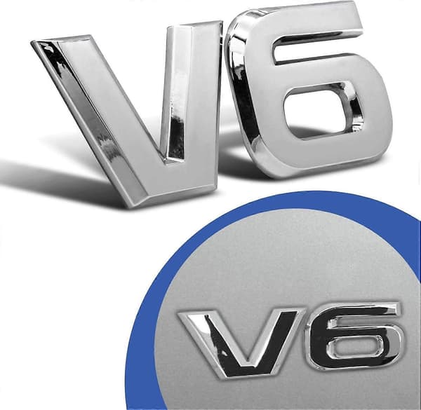V6 krommetalemblem med 3D-logo Kompatibel med bil[LD]