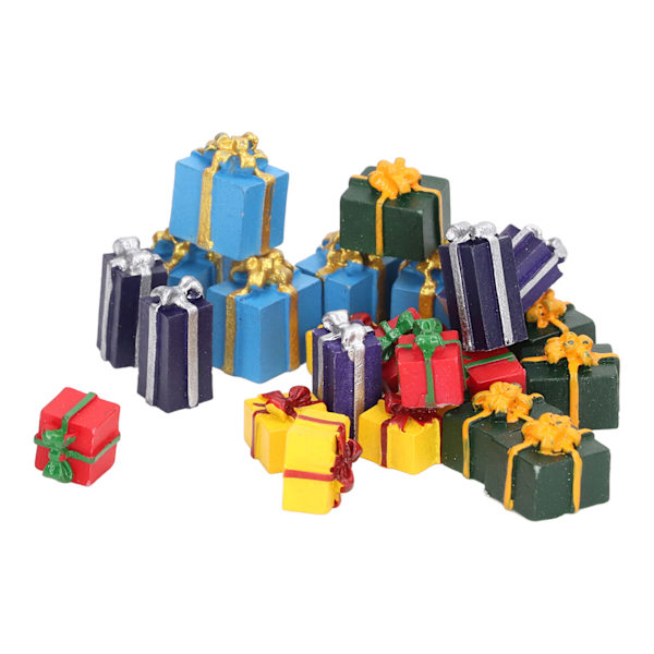 25 st Dockhus julklappslådor Harts 5 färger Pedagogiska mini juldekorationer för 1:12 dockskåp