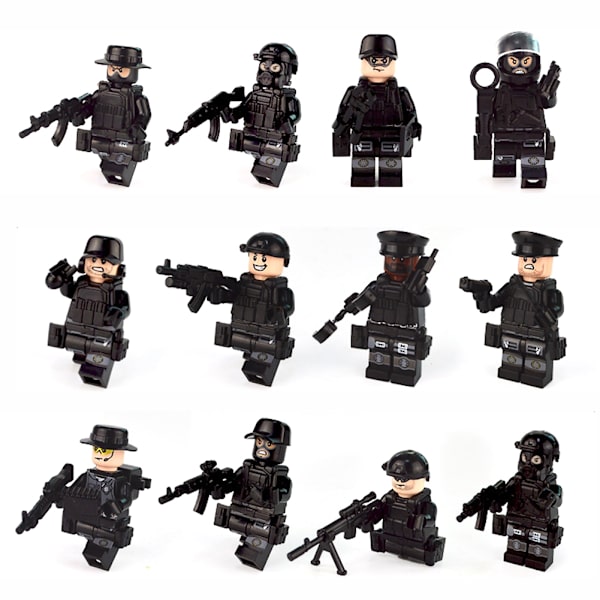 12 kpl/setti Sotilaallinen erikoisjoukkojen sotilaat Lego-hahmoja Armeijan rakennuspalikat malli