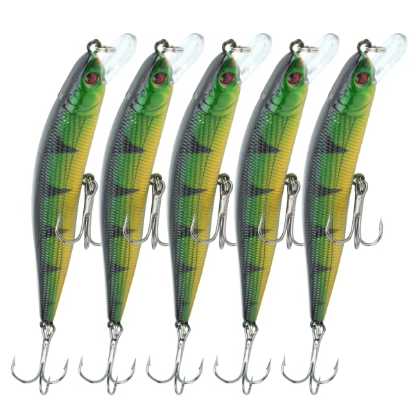 5 kpl Tekoälyinen Simuloitu Minnow Long Shot Uistin Syötti Kolmihaarakoukulla Kalastustarvike 1#