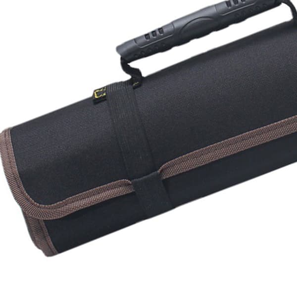 Roll Up Tool Bag Oxford Cloth Multi Pocket Thickened Handle Zipper Tool Bag for Electricians Black