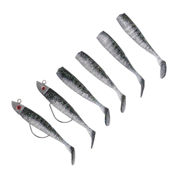 2 set silikon artificiellt fiskebete Mjukt fiskedrag för saltvatten Sötvatten Grön Svart