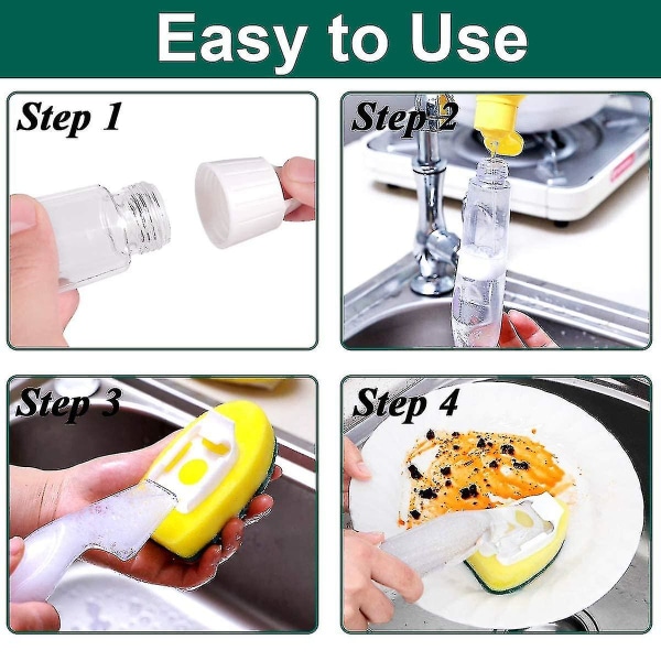 1 disksvamp och 6 ersättningssvampspetsar anti-scratch och utbytbar svampskålspinne Refill med handtag för diskbänk i badrummet