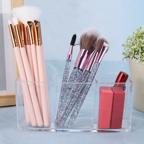 Desktop Acrylic Rectangle Shape Makeup Brush Holder Organizer Storage Box