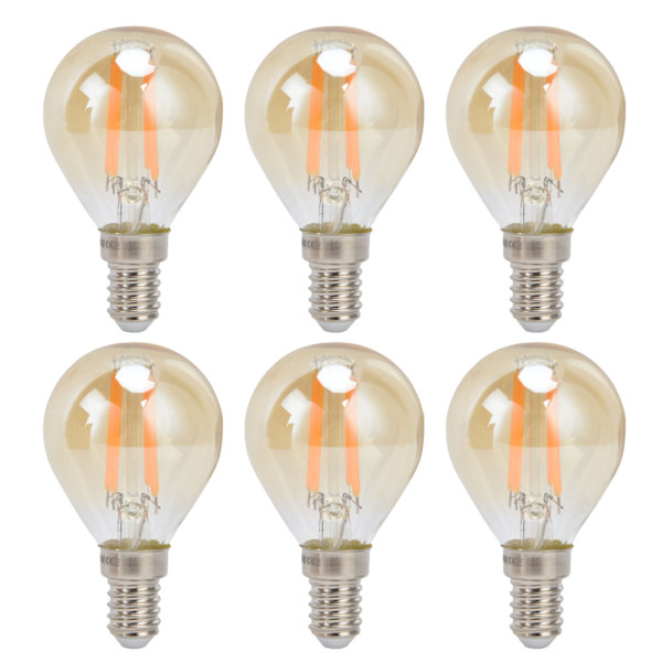 6ST Guld G45 Vintage Glödlampa E14 baslampa för hembelysning Dekorativt 4W 220V varmt ljus
