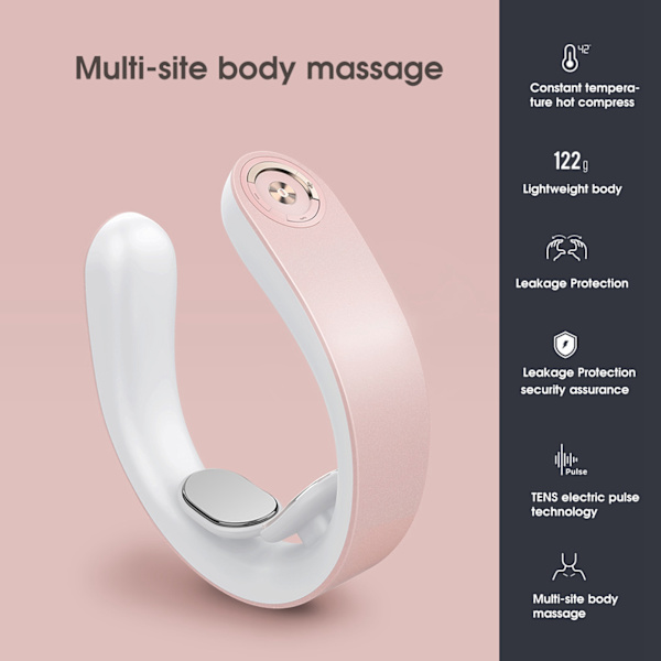 Nackkota Massageapparat Mini Smart konstant temperatur Varm kompress Puls Fysioterapi Instrument Multifunktion Nacke och axel massageapparat Rosa