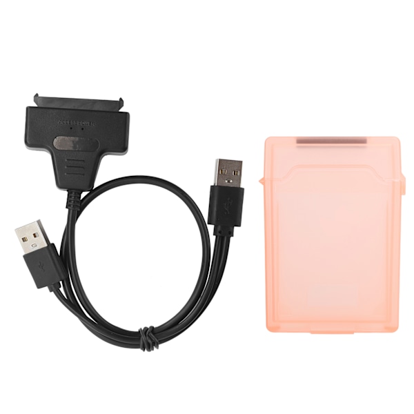 Harddiskadapterkabel SATA HDD/SSD Dobbel Grensesnittkonverteringsledning med 2,5-tommers Beskyttelsesboks Rød