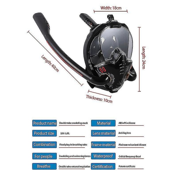 Anti-fog Silikon Full Dry Snorkelmask Dykning Simmask För Barn Vuxna
