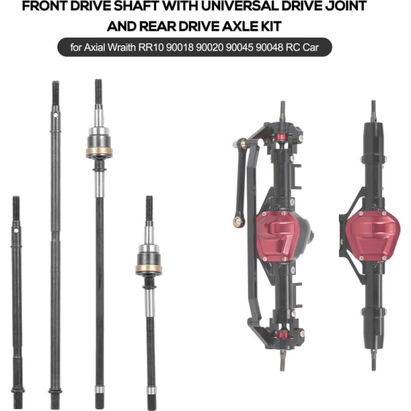 Främre drivaxel med universal och bakaxelsats för Axial Wraith RR10 90018 90020 90045 90048 RC-bil, modell: svart