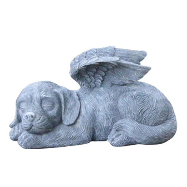 Kjæledyrsminnesmerker Tombstone Resin Angel Dog & Cat Monument Innovative Pet Tribute Statue Cute Sleeping Dog