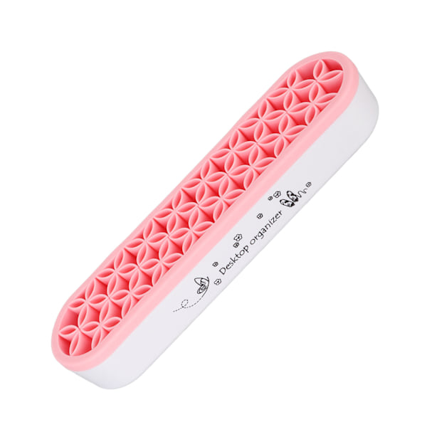 Silikon Skrivbordsborste Förvaringslåda Mångsidig Mjuk Flexibel Sminkborste Ställ för Visning Sytillbehör Rosa