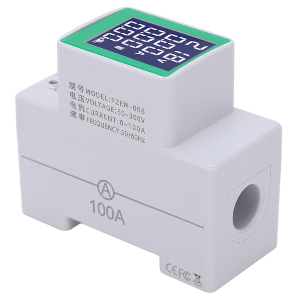 PZEM‑008 LCD Digitalt Display Amperemeter Voltmeter Multifunktionel Skinne Wattmeter AC 50‑300V