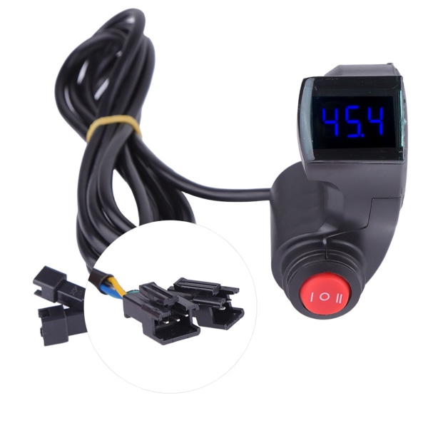 Tommelfinger-Voltmeter med LCD digital batterispændingsdisplay og 3 hastighedsknapper til cykelcykel