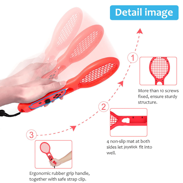 Tennis Racket til Tennis Aces Spil Adventure Model til Spilkonsol Tilbehør Rød Blå