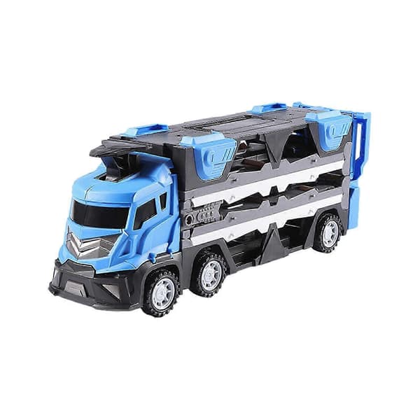 Deformation Foldbar Katapult Skinnevogn Kompatibel med opbevaringscontainer Bil Lyd- Og Lys Pullback Bil Børn Legering Bil Legetøj[LD] Blue