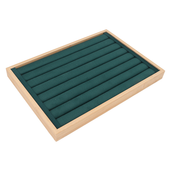 Rings Tray 7 Rows Stackable Protective Scratch-Proof Liner Box Insert Earrings Storage Display Case Green