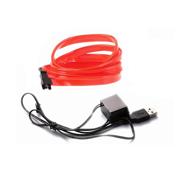 10ft Bil LED Indvendig Stribelys Fleksibel med USB Kabel Cool Unik Universal Neon Atmosfærisk Lys Rød
