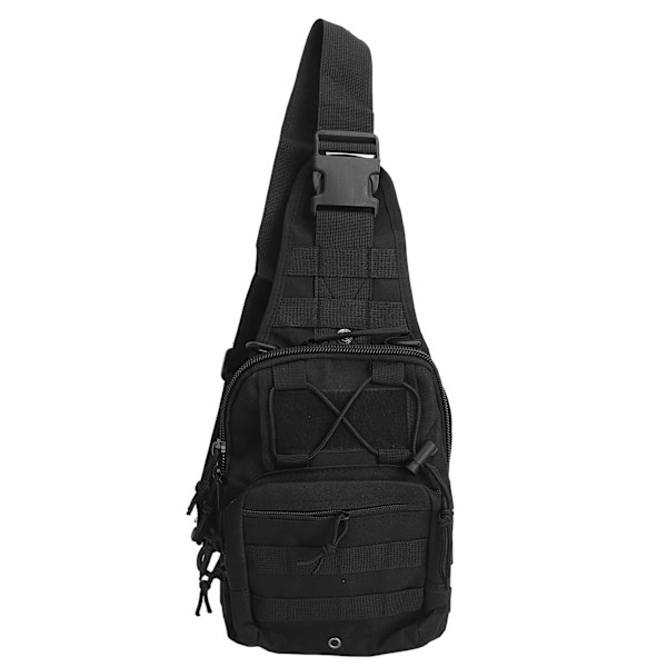 Sling Bag Flerlags Oppbevaring Brystveske Canvas Sling Ryggsekk for Sykling Vandring Camping Reise Svart