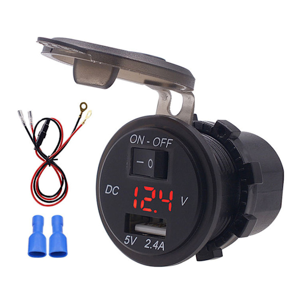12V IP66 2.4A LED-digitaalinen puhelinlaturi itsenäinen kytkinadapteri 23.6in LineRed DC12-24V