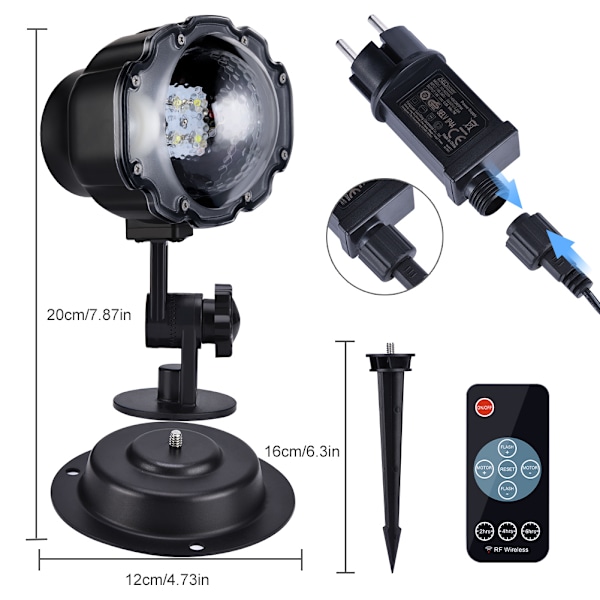 LED-lumilumi, LED-projektori Lumisadetta puutarhaan, Kiertävä lumihiutale LED-valo