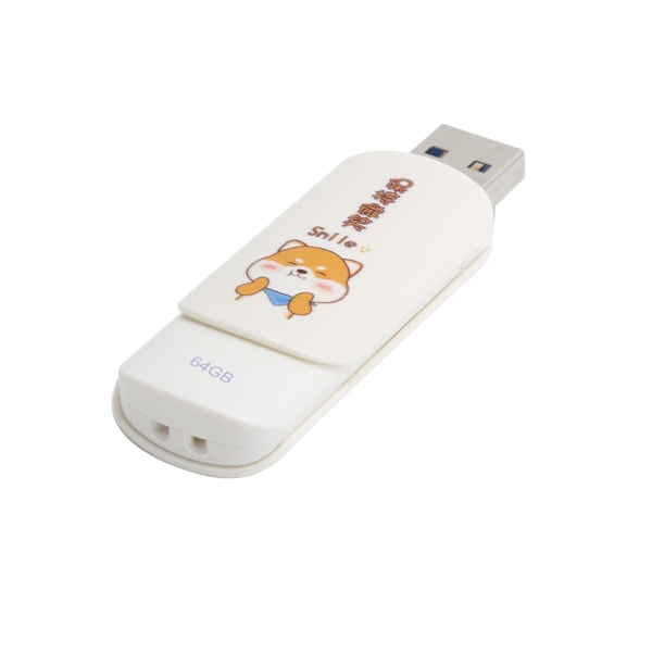 U Disk Portabel USB2.0 Flash Drive för Student Söt Datalagring Minne Stick Gåva (Skjutbart SkyddKeep Smiling 64GB)