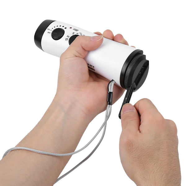 Plast Utomhus Handvev Multifunktions ficklampa Radio Emergency LED Torch Mobiltelefon ChargingWhite