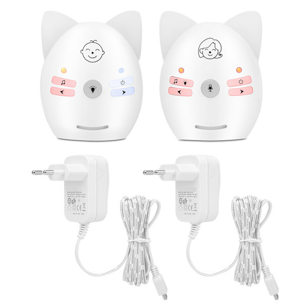 Digital Audio Baby Monitor Bærbar Trådløs To-vejs Spædbarnsmonitor med Natlys (EU Stik Audio Monitor)