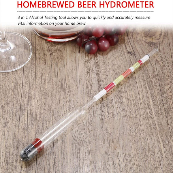 3 Skala Hydrometer Alkohol Brix Meter 3 i 1 densimeter för vinöl