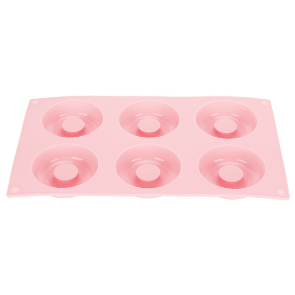6 Huls Silikon Donut Bageplade Non-Stick Kage Cookie Form Værktøj Køkkenudstyr (Rosa)