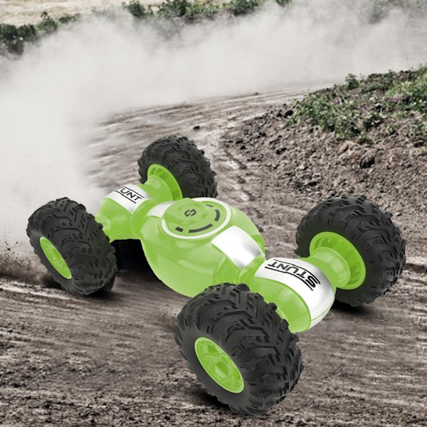 1:12 Stuntbil Dobbeltsidet Firehjulstræk Deformation Fjernstyret Crawler Model Grøn