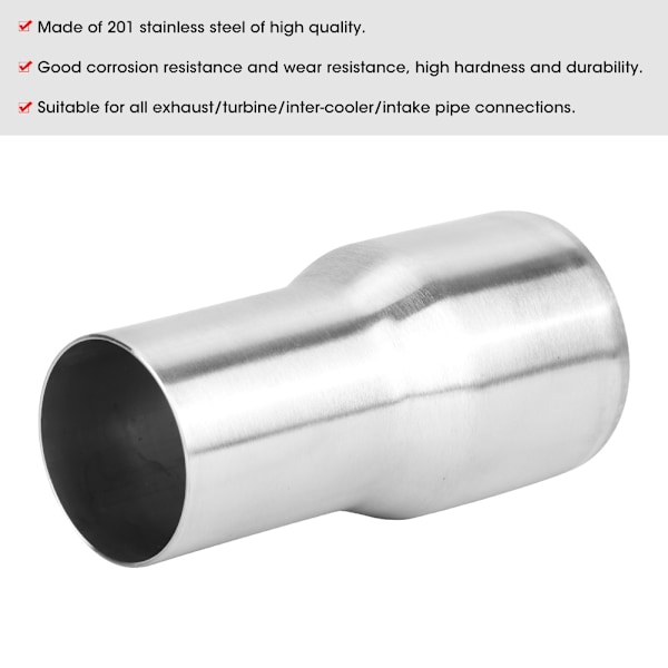 Universal rustfritt stål eksosrørkobling Slangetilpasning Reduserer Modifisert del 51MM / 63MM