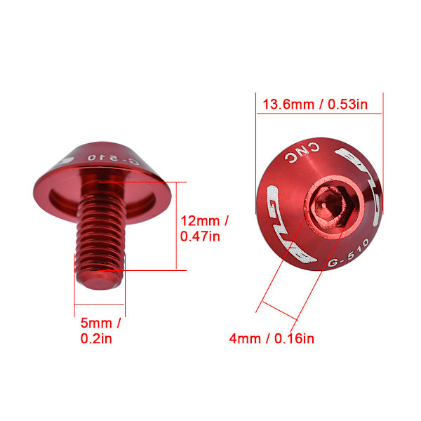 GUB G-510 2 stk M5 * 12mm Cykel Vandflaskeholder Holder Skruer (rød)