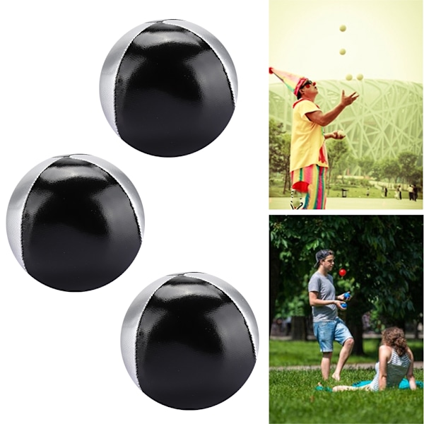 3ST Silver Svart PU Läder Inomhus Fritid Portabel Jonglering Ball Performance rekvisita