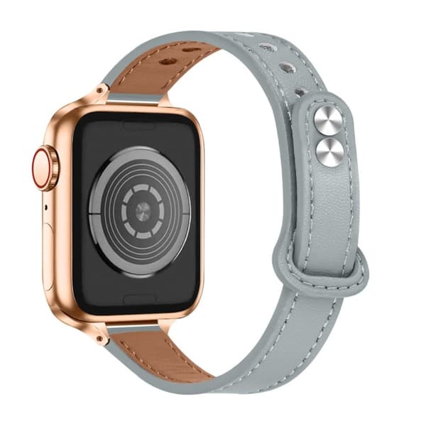 Apple Watch Series 8 (41mm) urrem i ægte koskind Elefant Grå Silvergrå silver