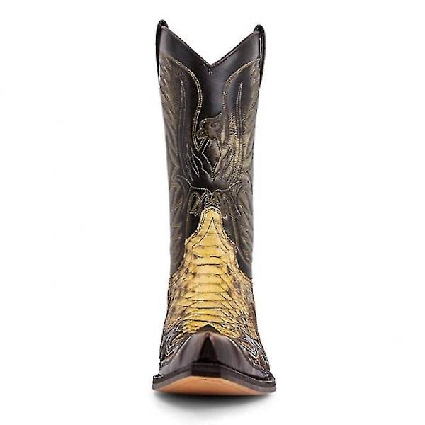 Färgblock broderade Python Western herrskor - Storlek 43