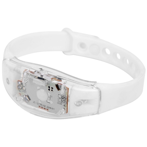 Justerbart LED-armband i silikon med blinkande ljus, knapptyp för nattlöpning, vitt