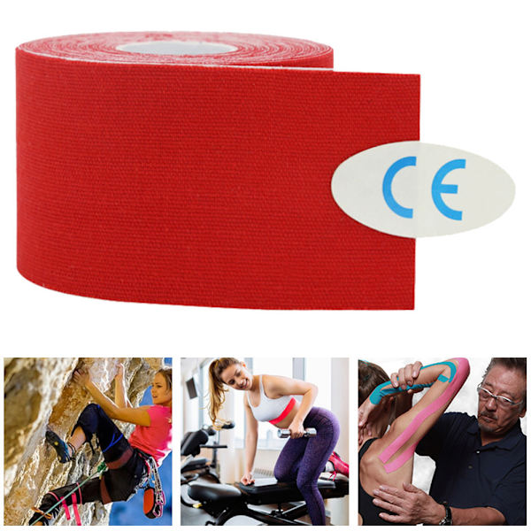 5cm*5m Puuvillainen Lihasvamman Teippi Liimaava Urheiluteippi Elastinen Punainen
